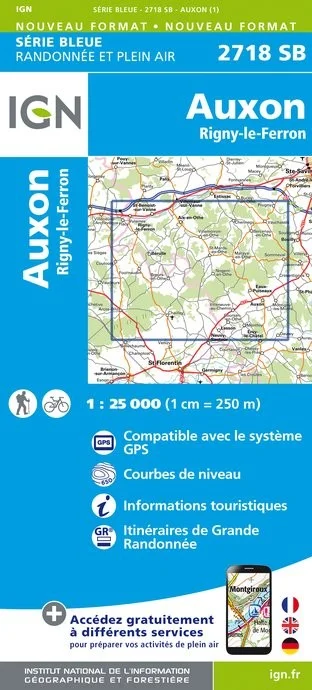 Carte Randonnée Aix / Villemaur / Pâlis / Auxon | Série Bleue IGN