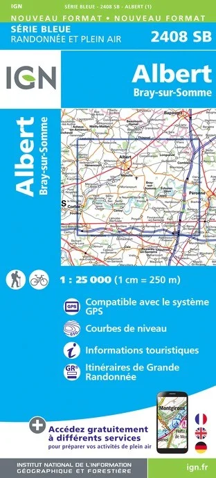 Carte Randonnée Albert / Bray-sur-Somme | Série Bleue IGN
