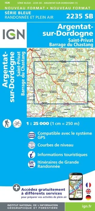 Carte Randonnée Argentat | Série Bleue IGN