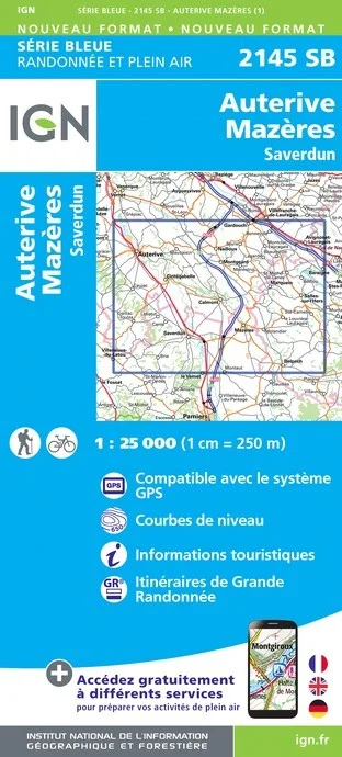 Carte Randonnée Auterive / Saverdun / Mazères | Série Bleue IGN