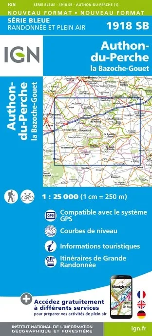 Carte Randonnée Authon du Perche / La Bazoche Gouët | Série Bleue IGN