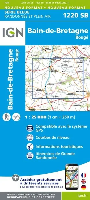 Carte Randonnée Bain de Bretagne / Rouge | Série Bleue IGN