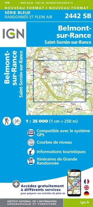 Carte Randonnée Belmont sur Rance / St Sernin sur Rance | Série Bleue IGN