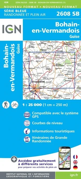 Carte Randonnée Bohain-en-Vermandois / Villers-Outréaux | Série Bleue IGN