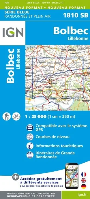 Carte Randonnée Bolbec / Lillebonne | Série Bleue IGN