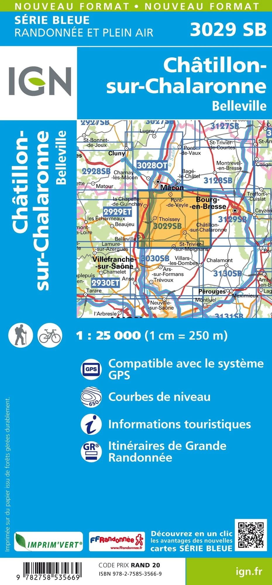 Carte Randonnée Chatillon sur Chalaronne | Série Bleue IGN