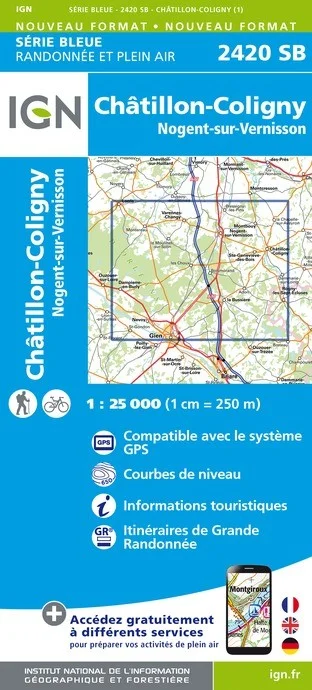 Carte Randonnée Châtillon-Coligny / Nogent-en Vernisson | Série Bleue IGN