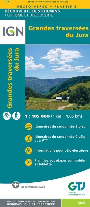 Carte Randonnée Chemin de Grandes Traversées du Jura IGN