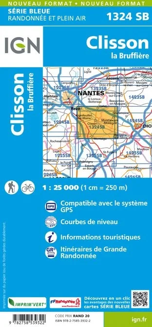 Carte Randonnée Clisson / La Bruffière | Série Bleue IGN