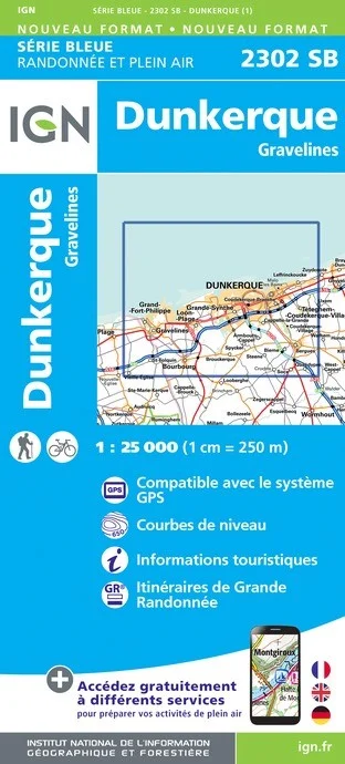 Carte Randonnée Dunkerque / Gravelines | Série Bleue IGN
