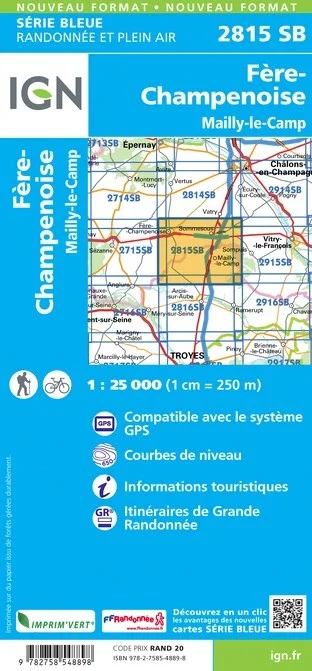 Carte Randonnée Fère-Champenoise / Mailly-Le-Camp | Série Bleue IGN