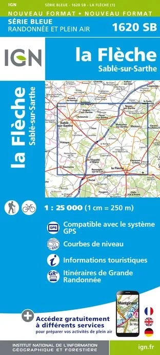 Carte Randonnée La Flèche / Sablé sur Sarthe | Série Bleue IGN