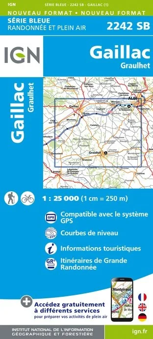 Carte Randonnée Gaillac - Graulhet | Série Bleue IGN