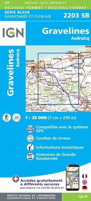 Carte Randonnée Gravelines / Audruicq | Série Bleue IGN