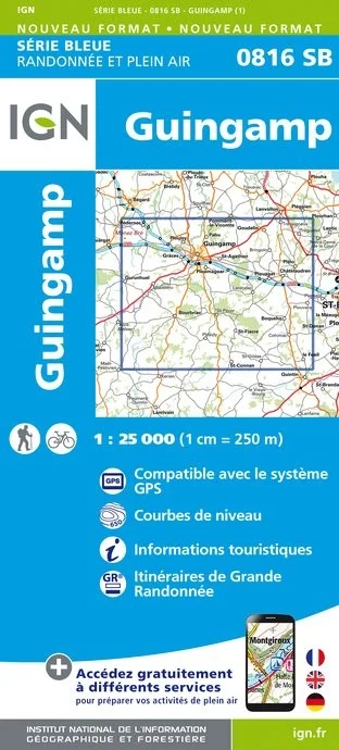 Carte Randonnée Guingamp | Série Bleue IGN