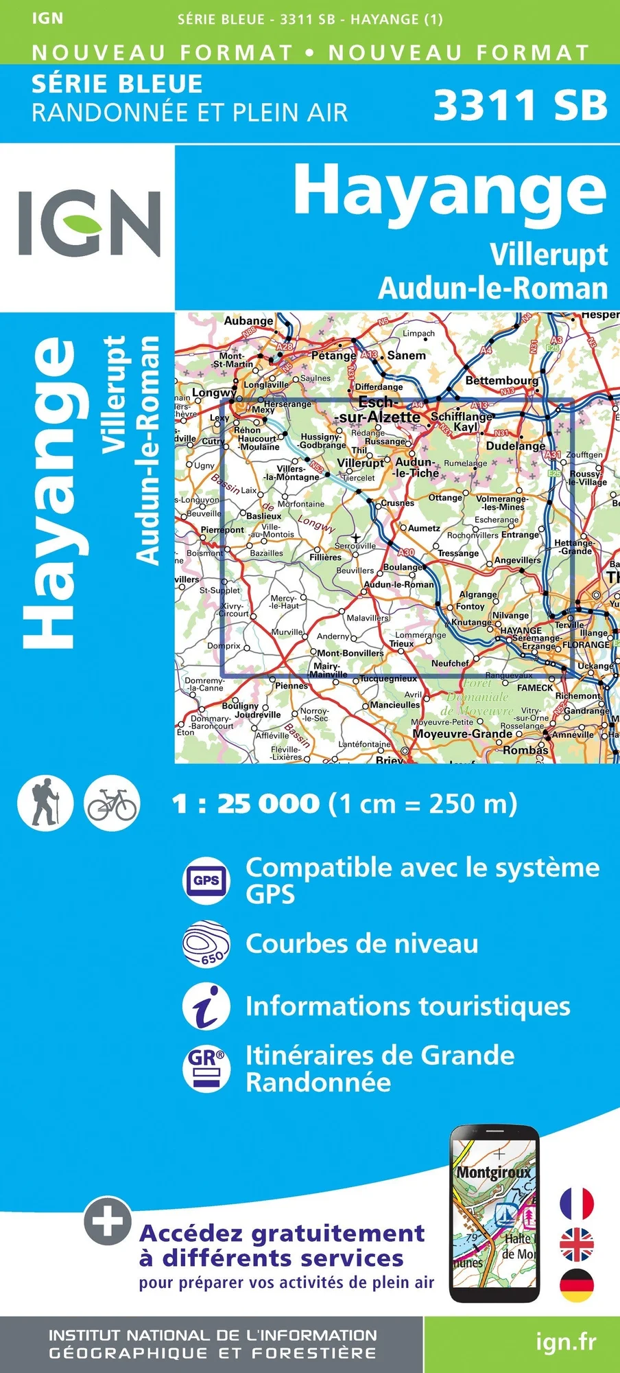 Carte Randonnée Hayange / Villerupt / Audun-Le-Roman | Série Bleue IGN