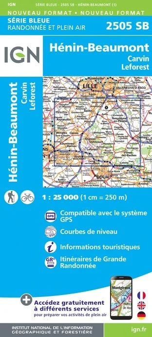 Carte Randonnée Hénin-Beaumont / Carvin / Leforest | Série Bleue IGN — recto