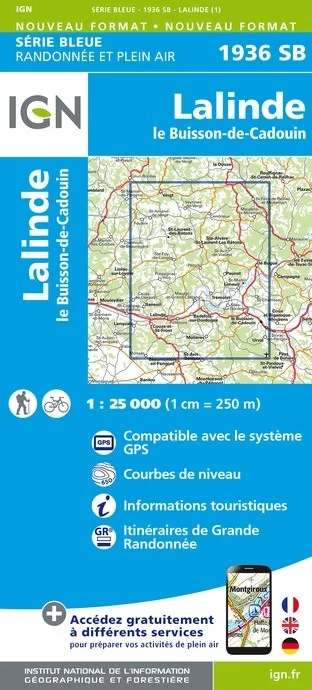 Carte Randonnée Lalinde / Le Buisson-de-Cadouin | Série Bleue IGN