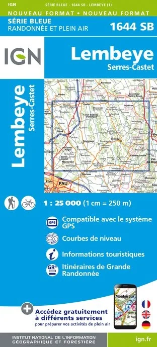 Carte Randonnée Lembeye / Serres Castet | Série Bleue IGN