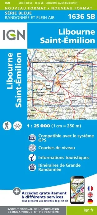 Carte Randonnée Libourne / Saint-Emilion | Série Bleue IGN