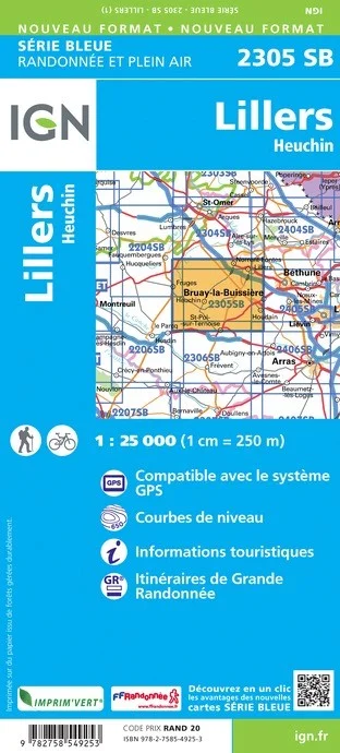 Carte Randonnée Lillers / Heuchin | Série Bleue IGN