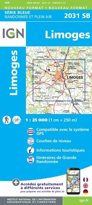 Carte Randonnée Limoges | Série Bleue IGN