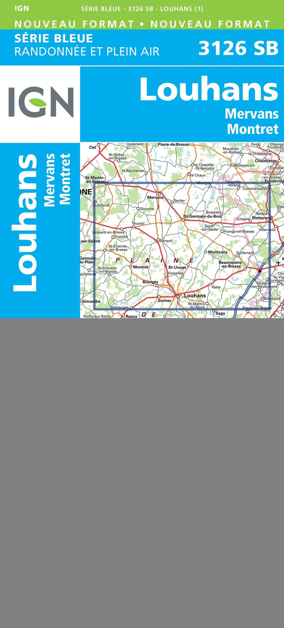 Carte Randonnée Louhans / Mervans / Montret | Série Bleue IGN