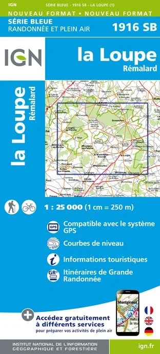 Carte Randonnée La Loupe / Rémalard | Série Bleue IGN