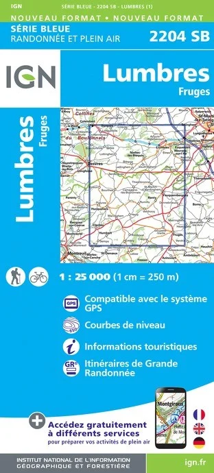 Carte Randonnée Lumbres / Fruges | Série Bleue IGN