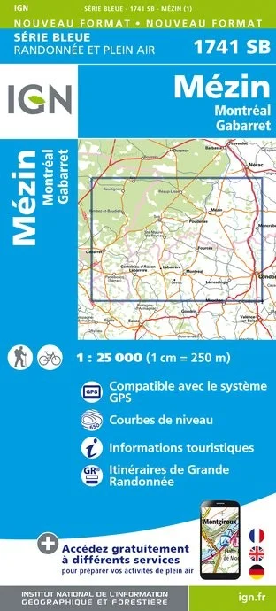 Carte Randonnée Mezin / Montréal / Gabarret | Série Bleue IGN