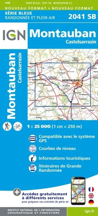 Carte Randonnée Montauban / Castelsarrasin | Série Bleue IGN