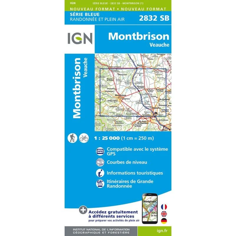 Carte Randonnée Montbrison / Veauche | Série Bleue IGN