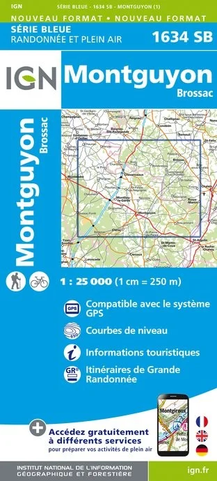 Carte Randonnée Montguyon / Brossac | Série Bleue IGN