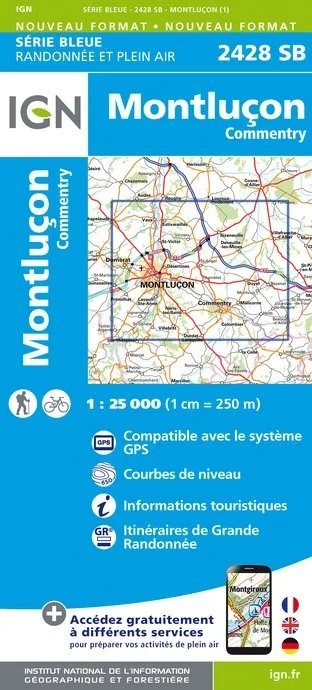Carte Randonnée Montlucon / Commentry | Série Bleue IGN