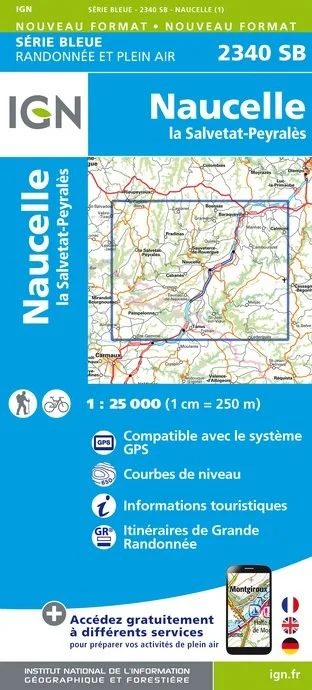 Carte Randonnée Naucelles - La Salvetat Peyralès | Série Bleue IGN