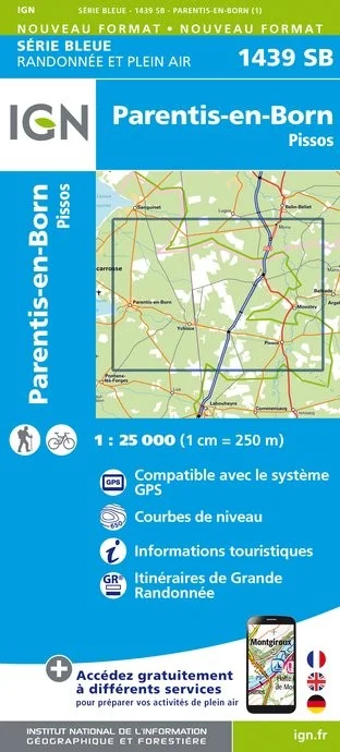 Carte Randonnée Parentis en Born / Pissos | Série Bleue IGN