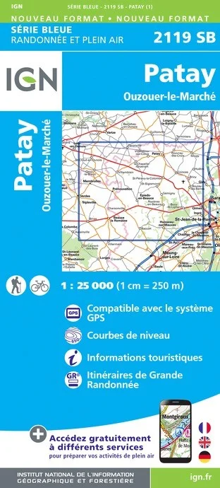 Carte Randonnée Patay / Ouzouer-le-Marché | Série Bleue IGN
