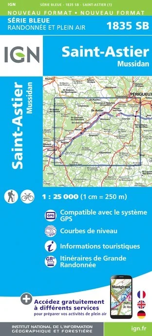 Carte Randonnée Périgueux / Mussidan | Série Bleue IGN