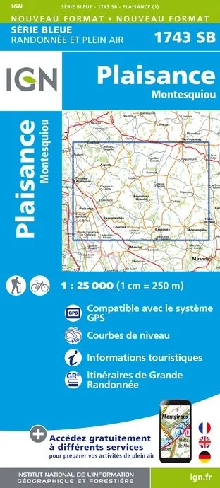 Carte Randonnée Plaisance / Montesquiou | Série Bleue IGN