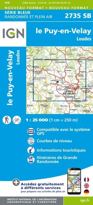 Carte Randonnée le Puy-en-Velay / Loudes | Série Bleue IGN