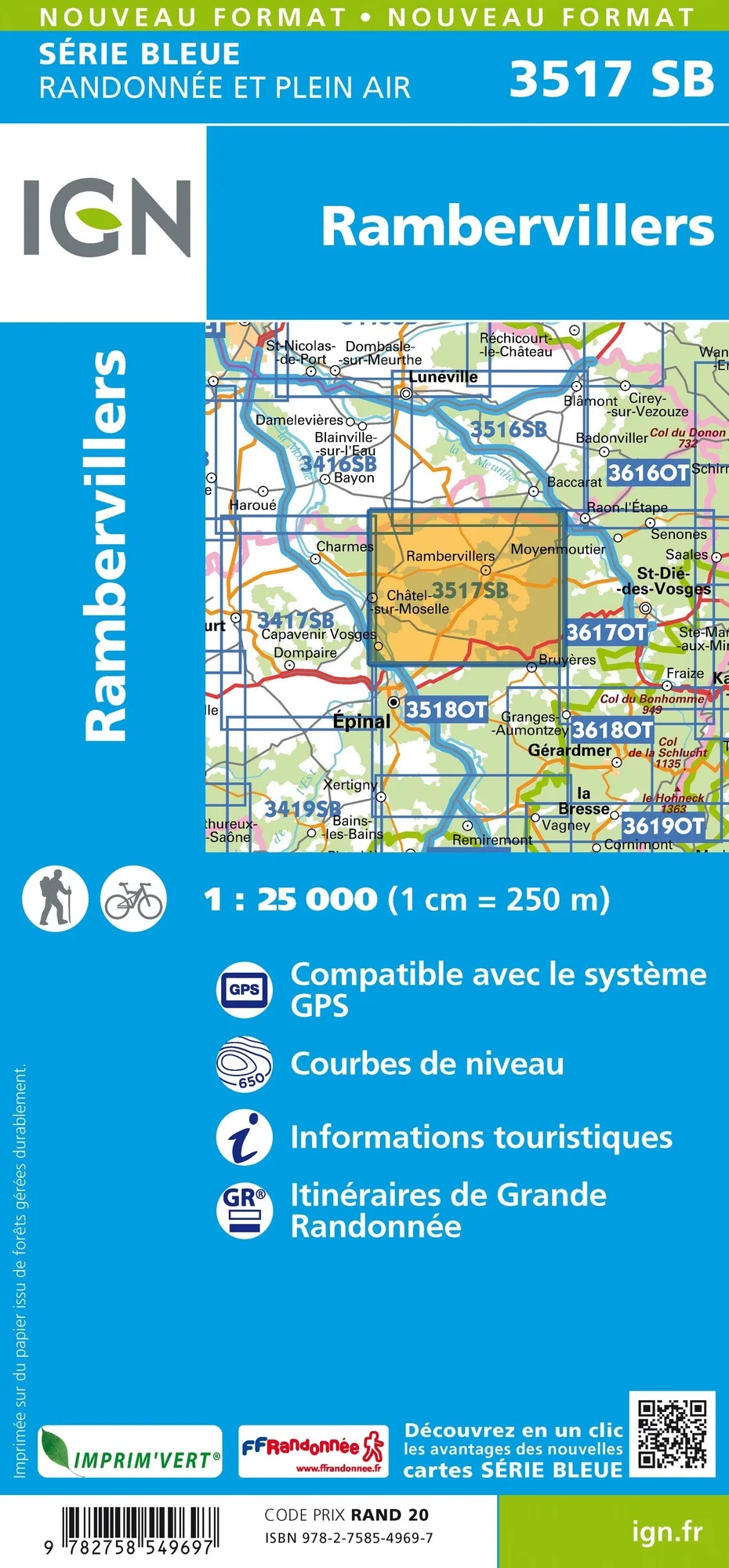 Carte Randonnée Rambervillers / Châtel-sur-Moselle | Série Bleue IGN