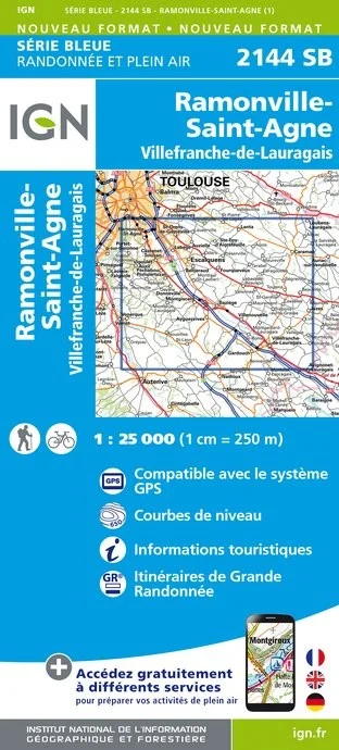 Carte Randonnée Ramonville-St-Agne / Villefranche-de-Lauragais | Série Bleue IGN