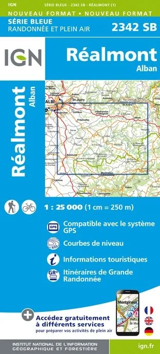 Carte Randonnée Réalmont / Alban | Série Bleue IGN