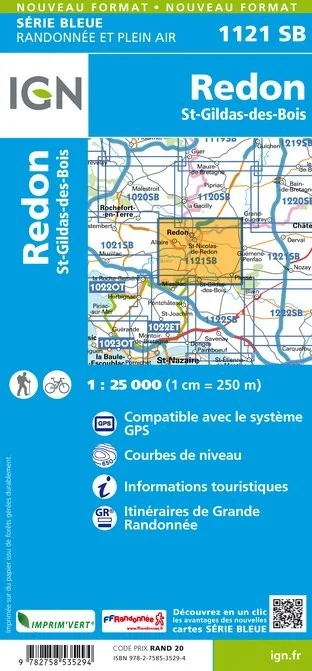 Carte Randonnée Redon / St Gildas des Bois | Série Bleue IGN — recto