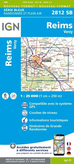Carte Randonnée Reims / Verzy | Série Bleue IGN