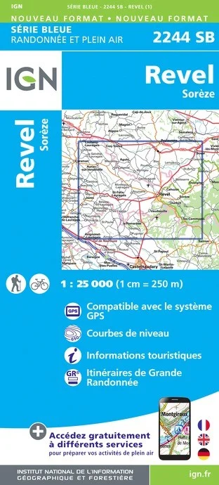 Carte Randonnée Revel / Soreze | Série Bleue IGN