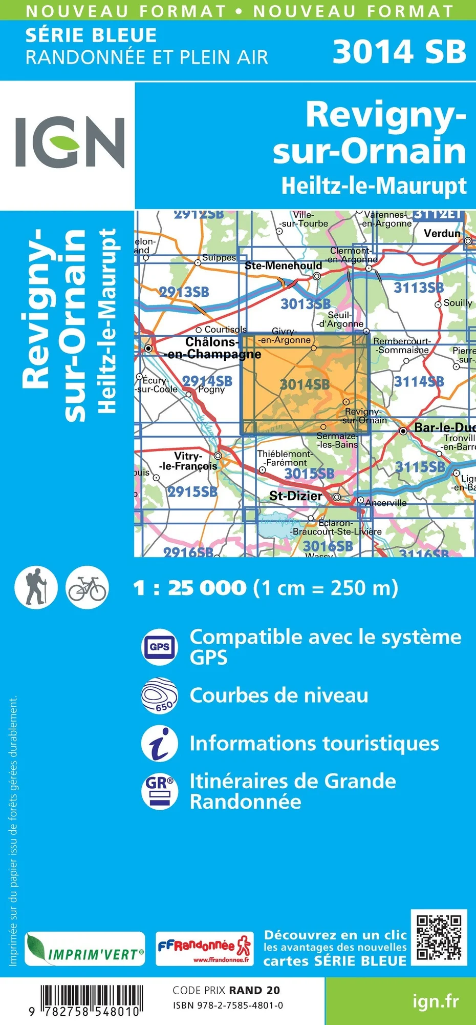Carte Randonnée Révigny-sur-Ornain | Série Bleue IGN