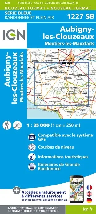Carte Randonnée la Roche-sur-Yon / Moutiers-les-Mauxfaits | Série Bleue IGN