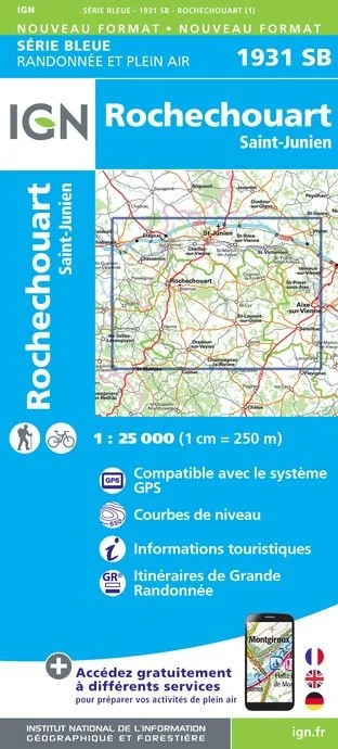 Carte Randonnée Rochechouart / St-Junien | Série Bleue IGN