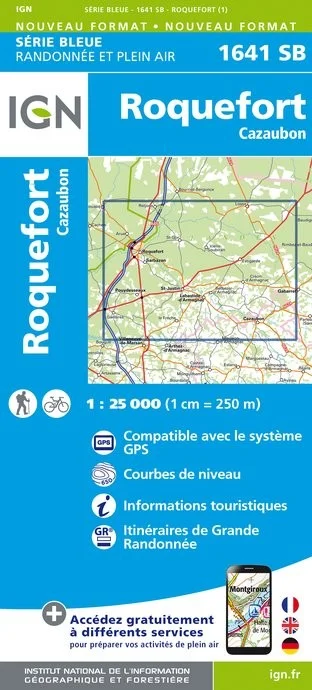 Carte Randonnée Roquefort / Cazaubon | Série Bleue IGN